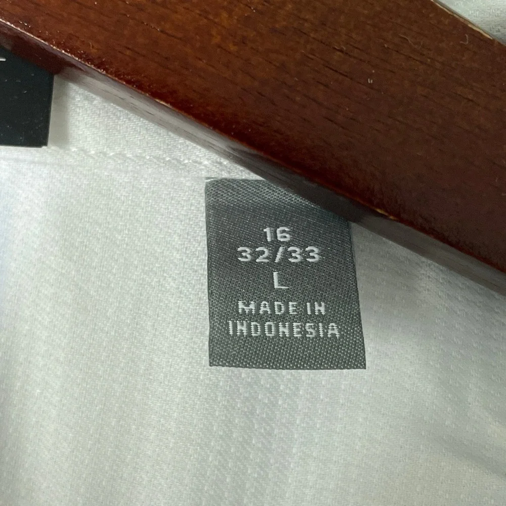 NWT Michael Kors Men's L 16 32-33 White Passport Regular Fit Dress Shirt